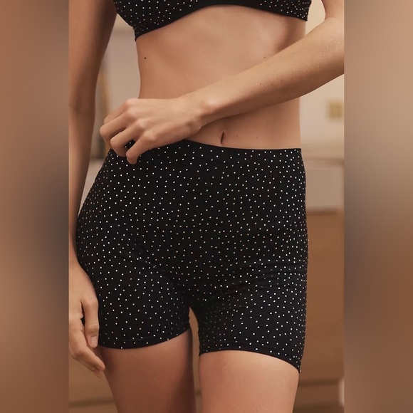 Anthropologie XS /S Black Polka Dot Women'srhinestone stretchy Shorts